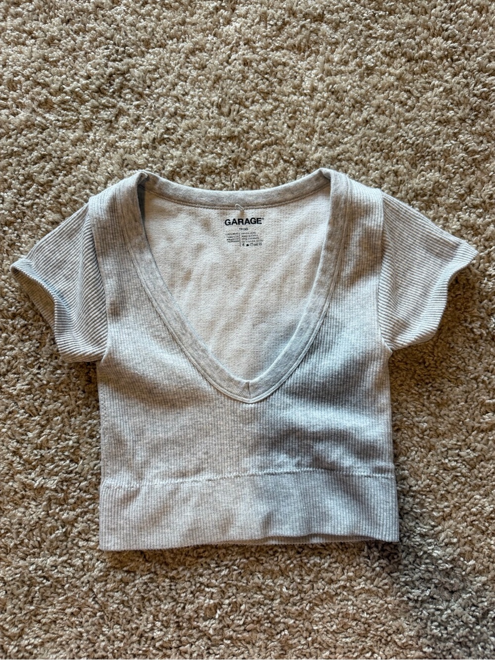 Garage Light Gray Crew Neck Tee with Interior Brand Print